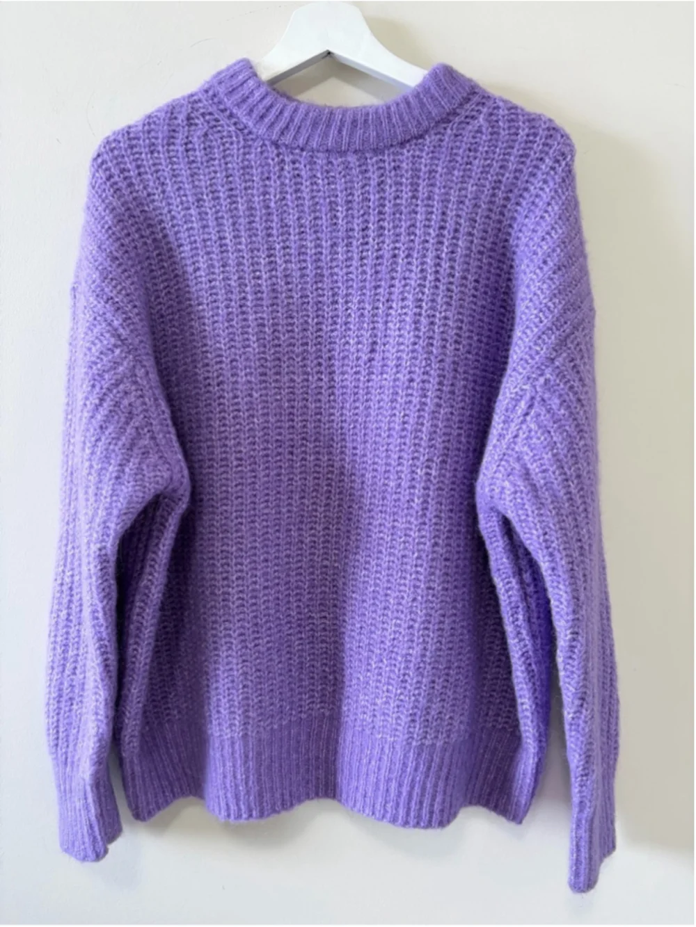 Zara Cozy Wool Blend Purple Lavender Crewneck Sweater Size M - Picture 2 of 10